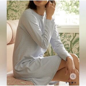Lake Pajamas Pima Cotton Long Sleeve Weekend Nightgown Green Stripe XS NWT